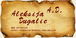 Aleksija Dugalić vizit kartica